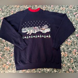 Santee Sweats Size Large 40” Bust 27” Length Needs Shave Christmas Sweatshirt